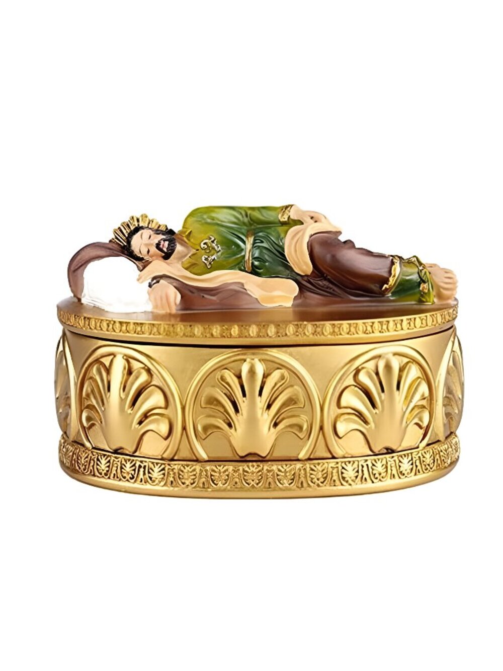 Gold Sleeping St Joseph Statue Rosary Boxes, Resin Religion Gift